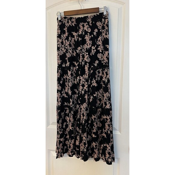 Angie Womens Pants Small Wide Leg Black Floral Lace Inserts Boho Beach Palazzo - Picture 2 of 12